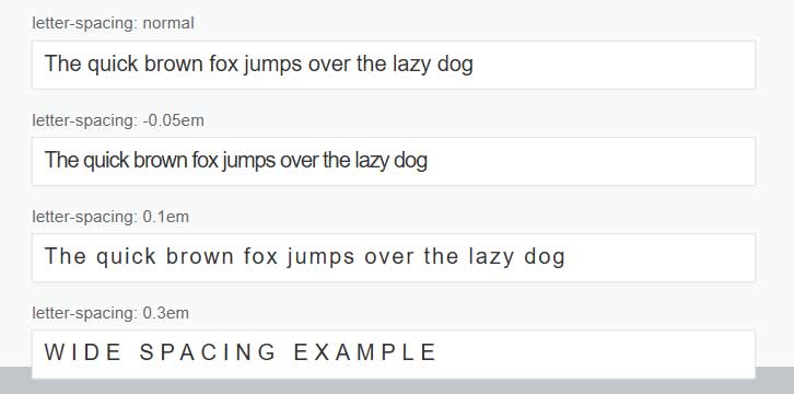 CSS letter-spacing examples