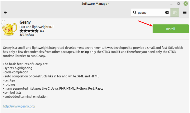clicking the Install button