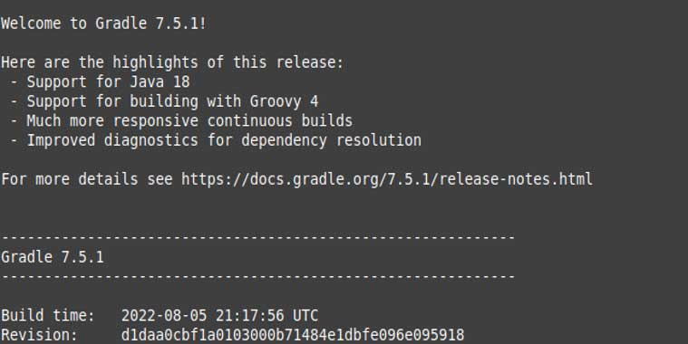 Confirm the Gradle installation