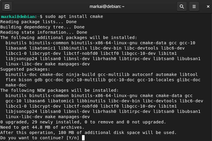 Install CMake using the APT repository