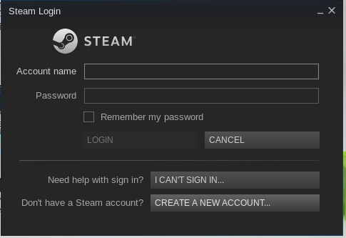 Steam launcher login screen