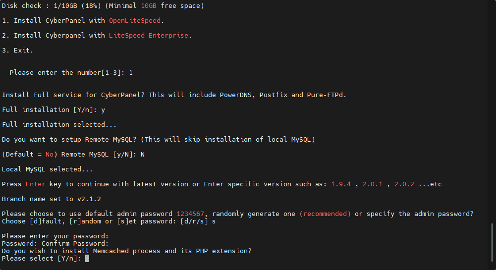 Install Database on Cyberpanel