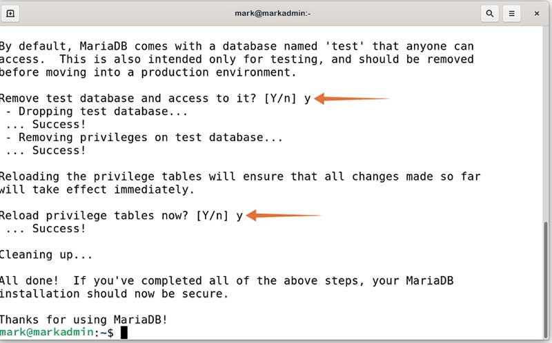 Configure MariaDB on Debian