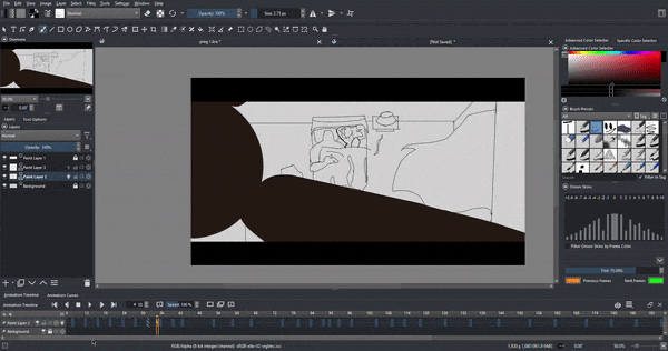 Krita Animation Timeline Interface