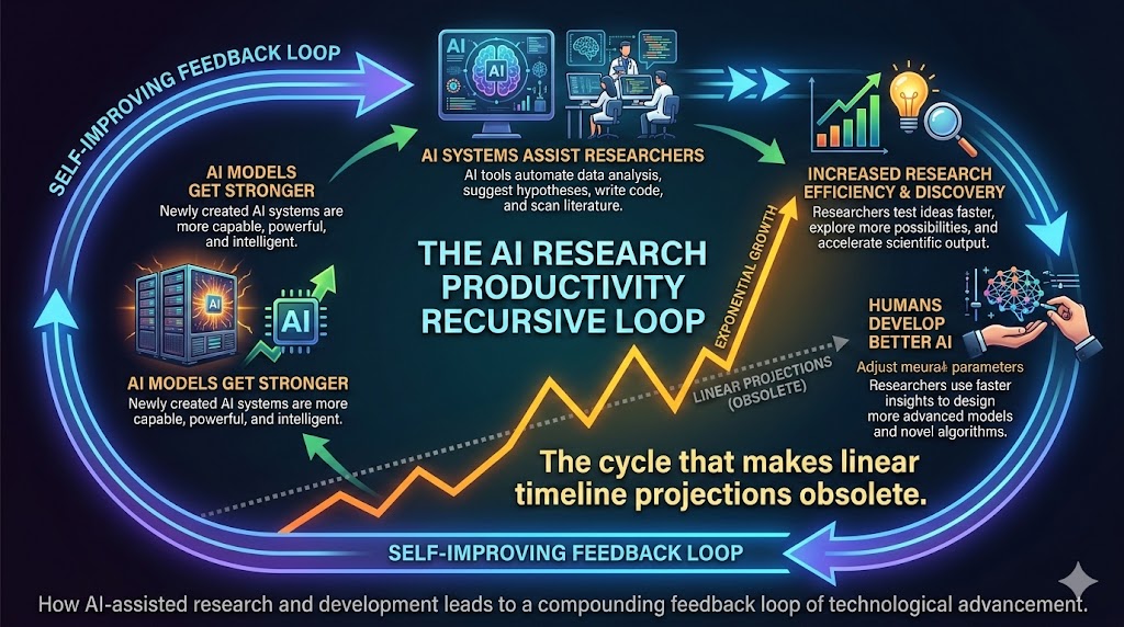 AI research productivity recursive loop diagram