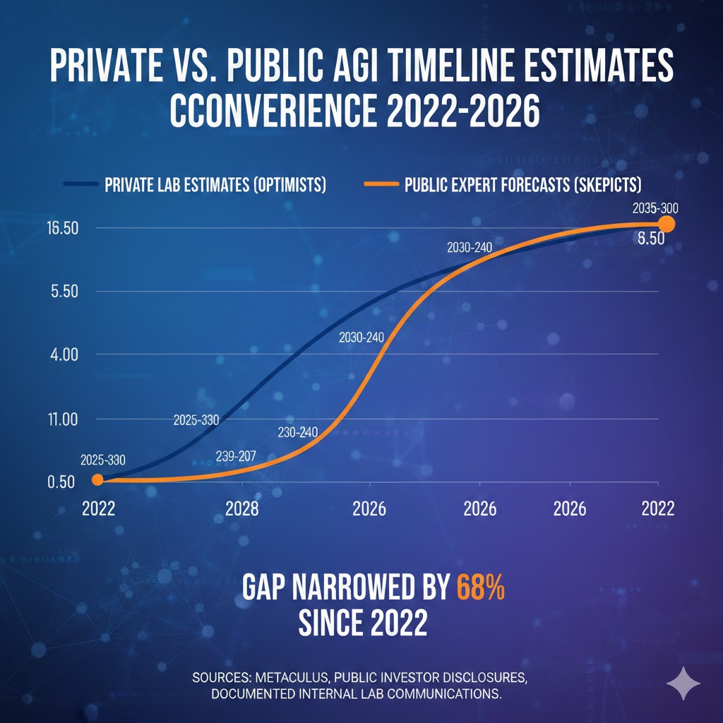 Private vs public AGI timeline estimates convergence 2022-2026