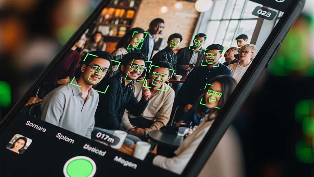 Face detection app running with detected faces highlighted