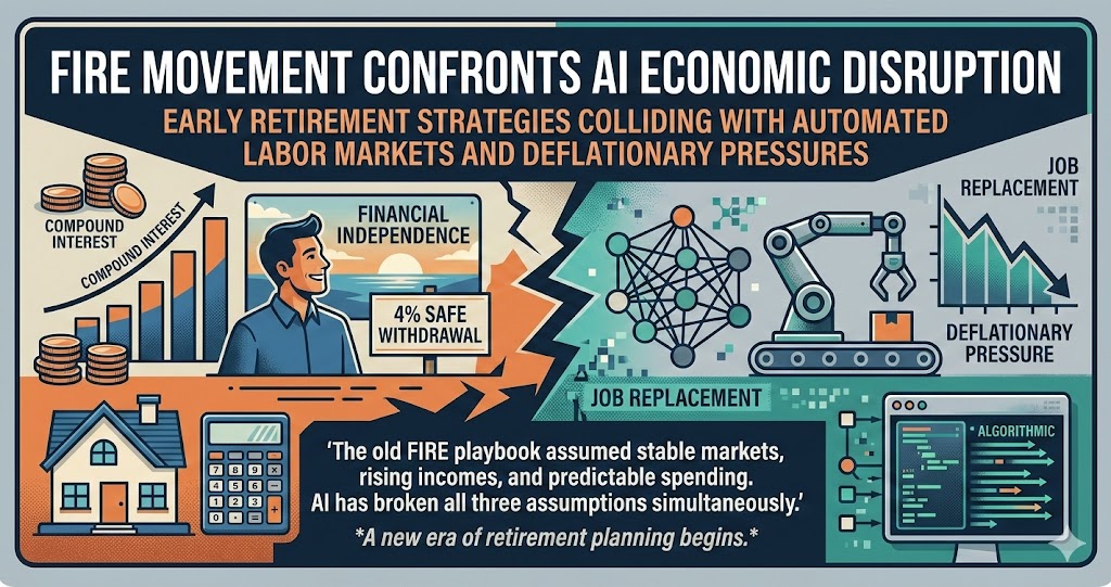 FIRE movement confronts AI economic disruption - early retirement strategies colliding with automated labor markets and deflationary pressures
